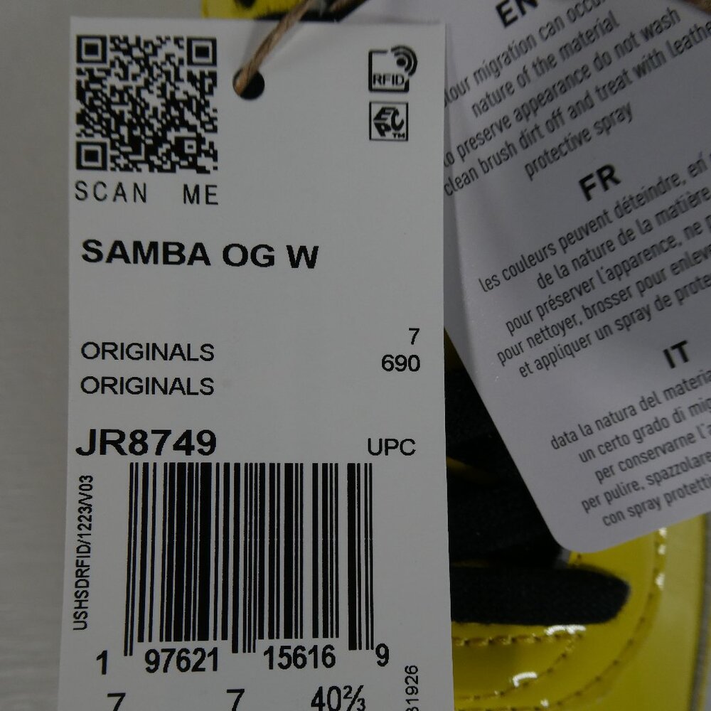 Adidas Women’s Samba JR8749 Size‎ 8.5 Yellow Black Leather Sneakers - Picture 12 of 13